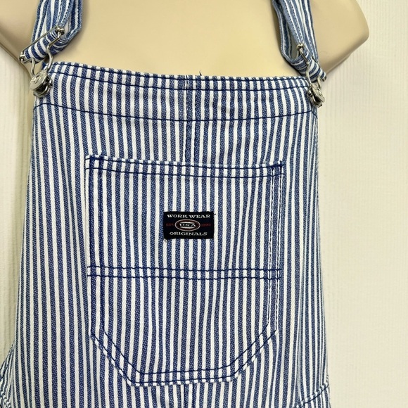H&M - NWT Twill Dungarees Blue And White Stripe Adjustable Strap Overalls XXS - Picture 7 of 13